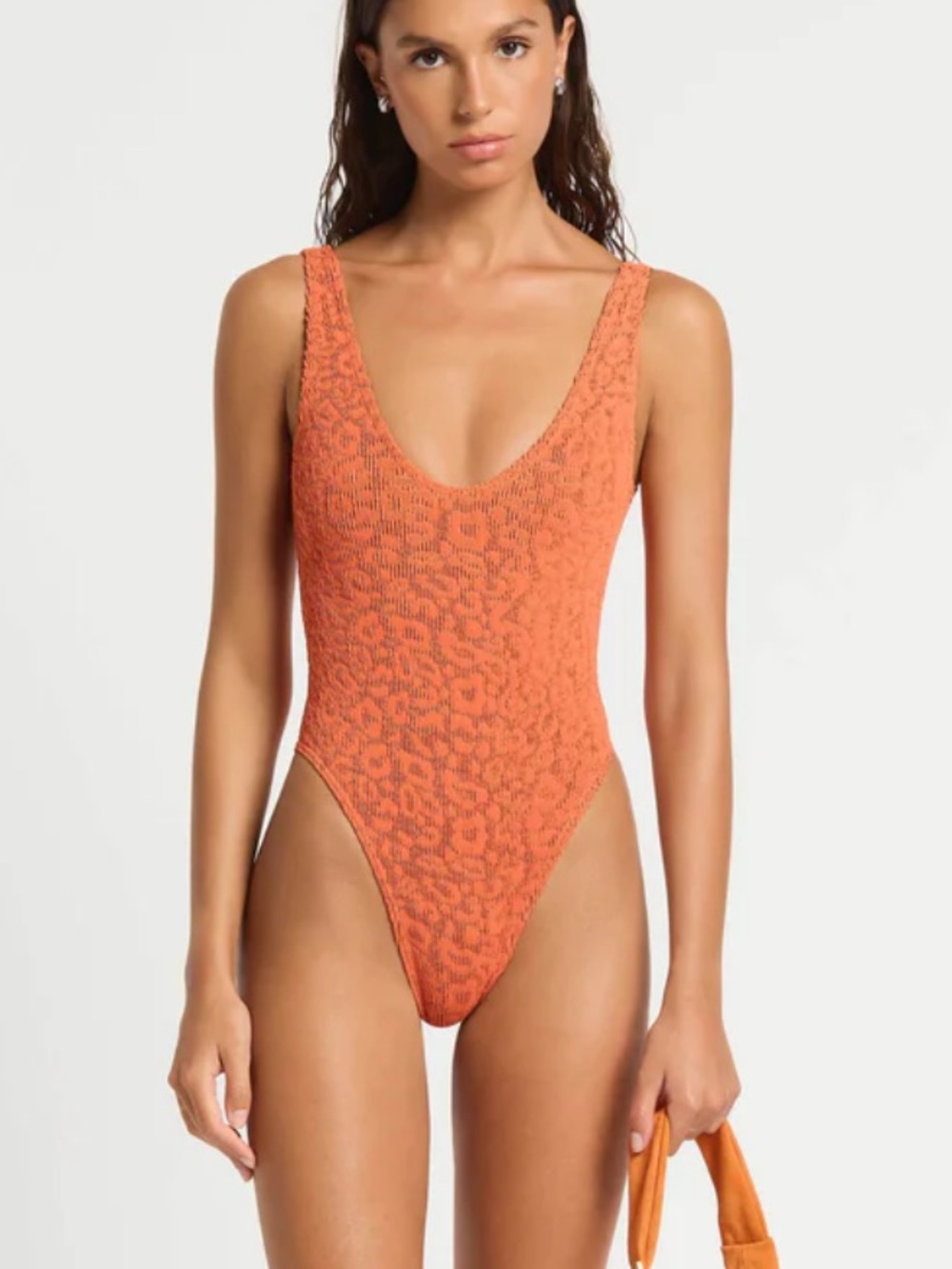 Bond Eye Mara  crinkle cut O/S new amber leopard tank one piece bathing suit new